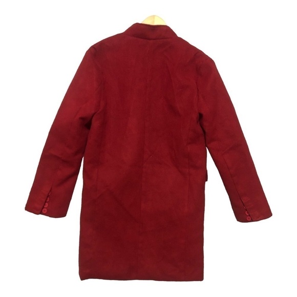 Wool Single Button Red Womens Mid Length Coat Size M in Excellent Used C… - Picture 2 of 9